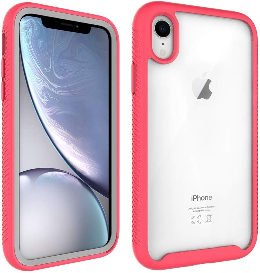 Asuwish Funda para iPhone XR 6.1 con protector de pantalla de vidrio templado y soporte delgado, funda protectora híbrida resistente para iPhone XR