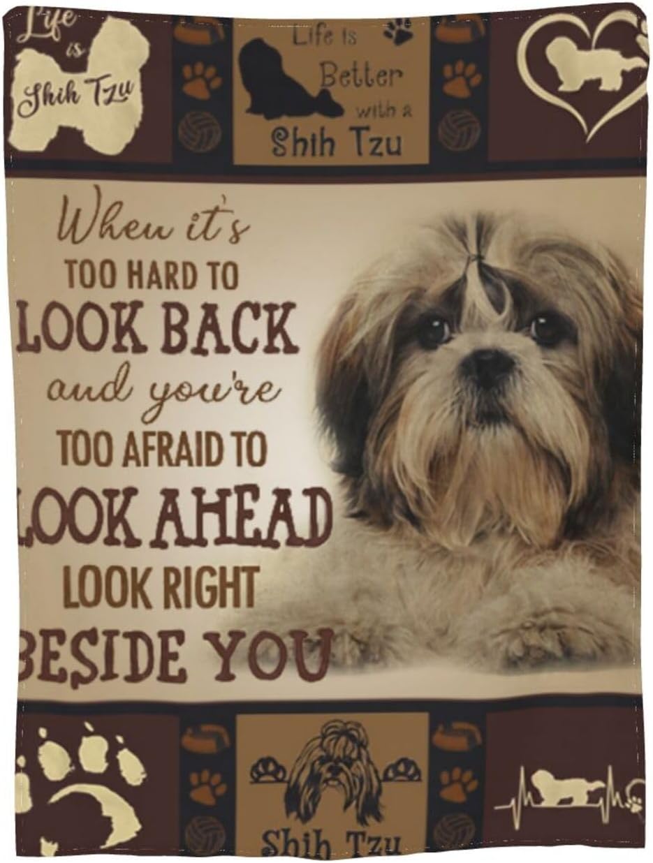 Shih Tzu – Manta de animal para perro, ultra suave, ligera, antibolitas, acogedora manta de forro polar para todas las estaciones, dormitorio, sala