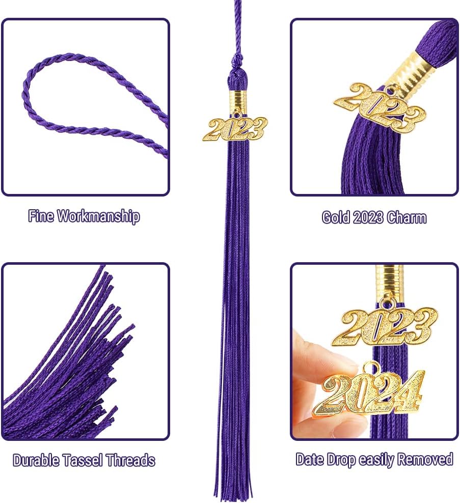 2 borlas de graduación académica de graduación 2023 para decoración de gorro de graduación, borla con dije dorado 2023, accesorios de ceremonias de