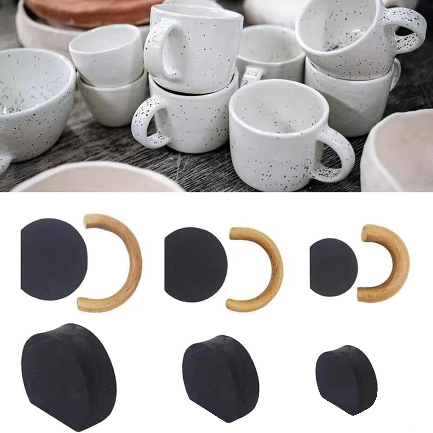 12 piezas de formas de mango de taza, moldes de mango de taza de cerámica para hacer arcilla, moldes de mango de taza de diferentes formas y tamaños