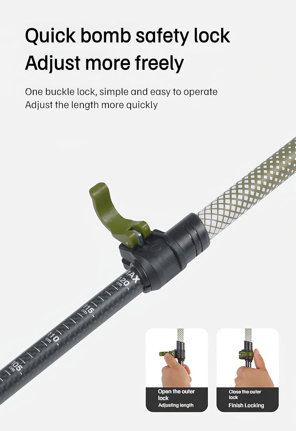 Naturehike – Bastones de senderismo de fibra de carbono 3K, plegables y telescópicos, 3 secciones, ultraligeros para mujeres y hombres, bastones de