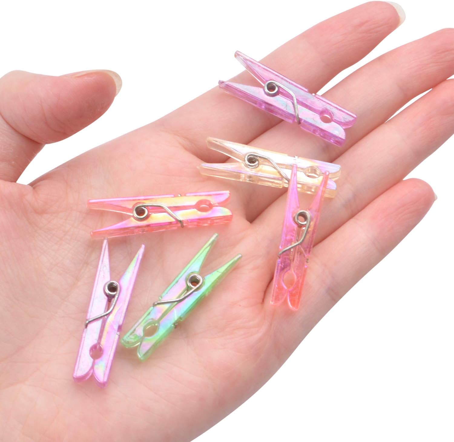 Mini clips de plástico, 50 piezas de clips de fotos de plástico de colores, pinzas de papel para manualidades, 1.4 x 0.2 x 0.3 in