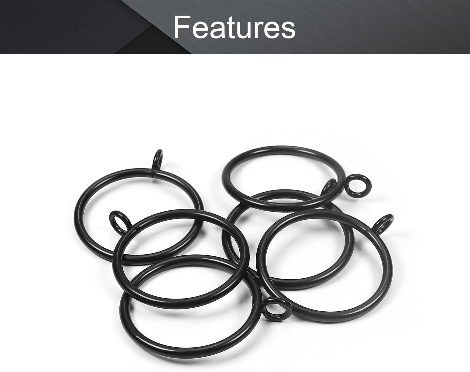 MroMax Anillos de cortina con ojales, anillos de cortina de metal negro de 1-34 pulgadas de diámetro interior, anillos de ojal deslizante para