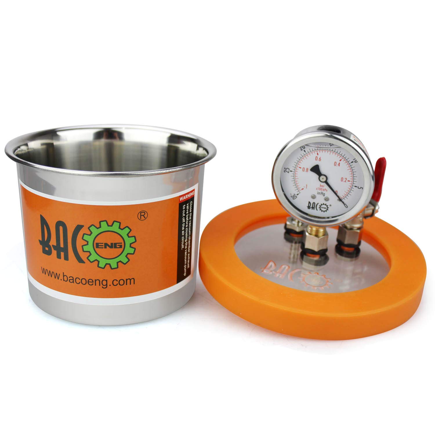 BACOENG Cámara de desgasificación al vacío de trampa de resina de acero inoxidable de 1.2 cuartos (3 galones1.2 QT2 QT disponible)
