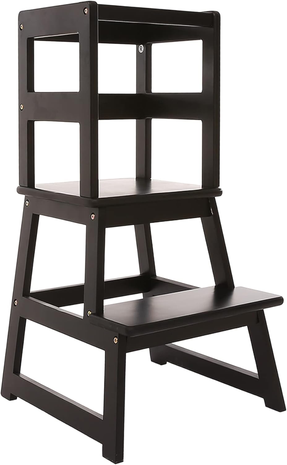 GUIDTOP Taburete de cocina con barandilla de seguridad y tapetes antideslizantes, taburete de cocina para niños de 18 meses en adelante (negro)