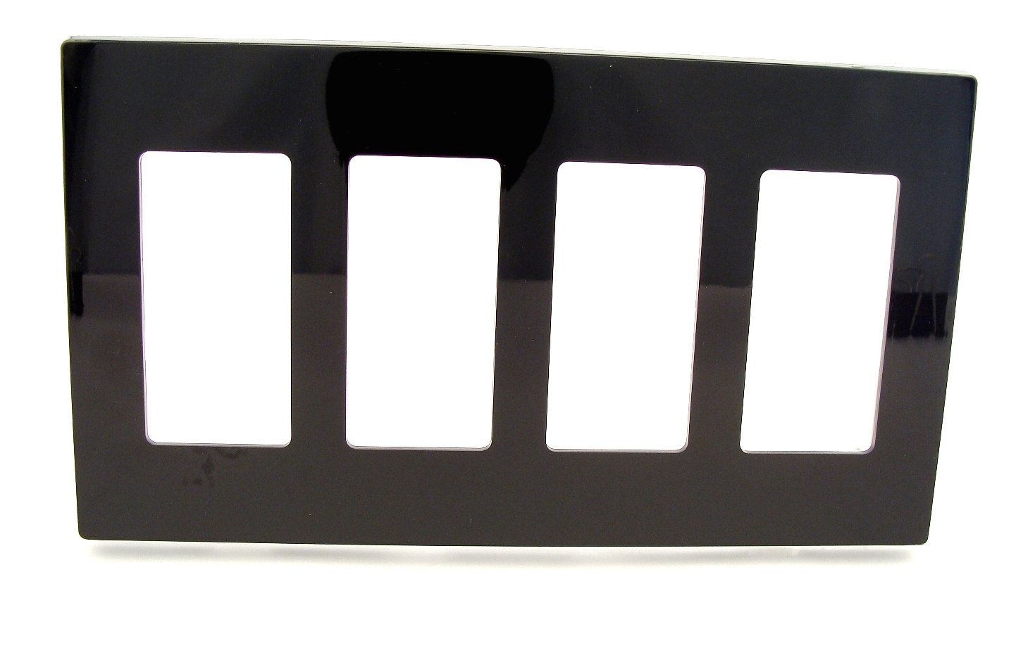 Leviton 80312-SE Decora Plus Placa de pared sin tornillos de montaje a presión, 4 segmentos, color negro