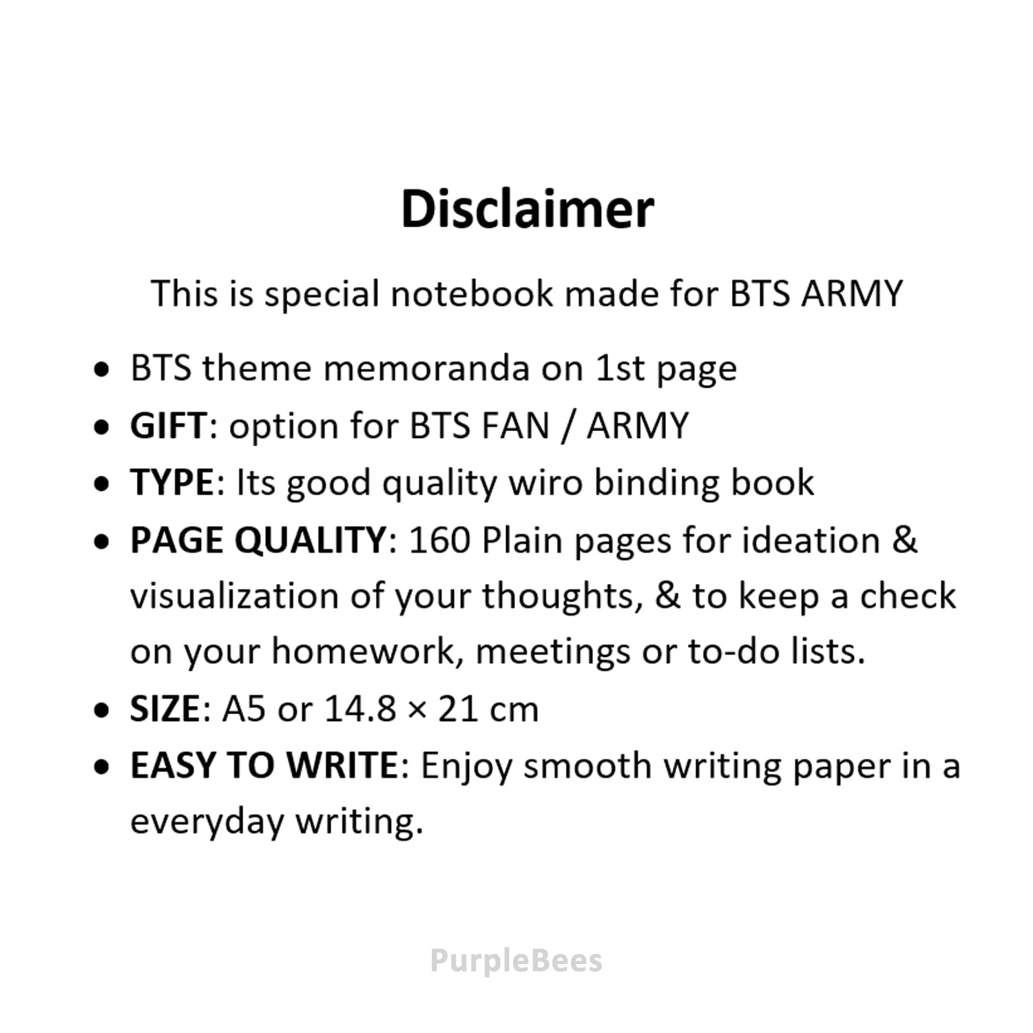 BTS Love Yourself Notebook  A5 160 Pages Wiro bound Notebook