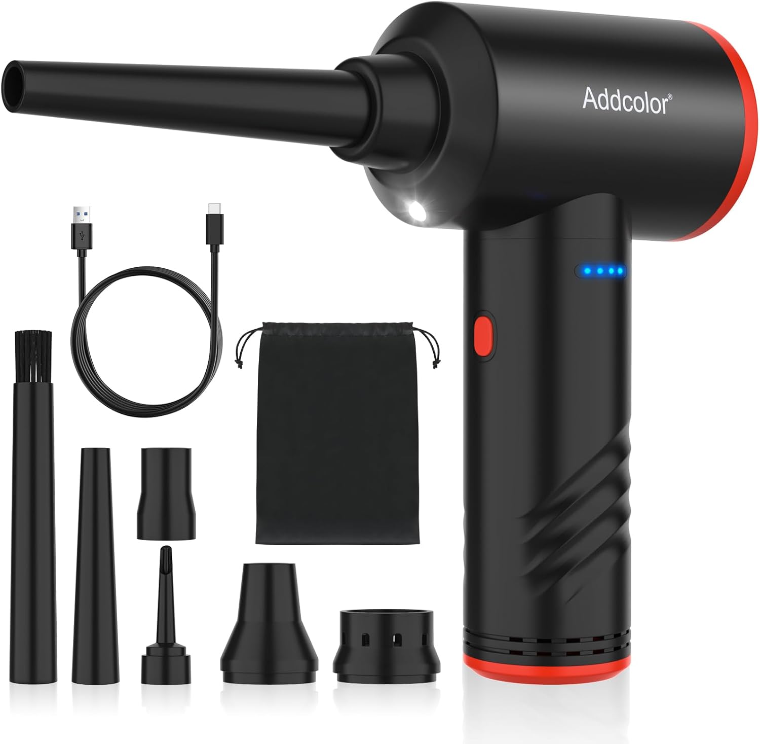 Plumero de aire comprimido con batería de 6000 mAh, limpiador de teclado eléctrico ADDCOLOR AD-38 para oficina, 3 velocidades de viento ajustables