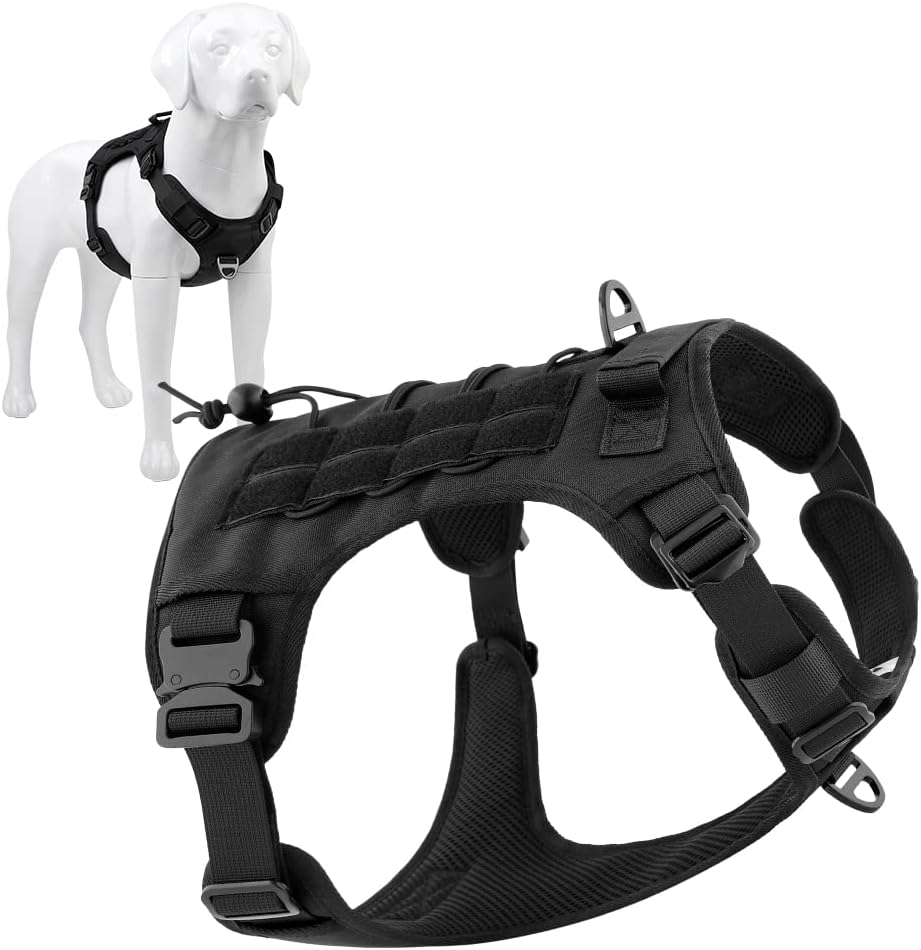 Plutus Pet Arnés táctico para perro, hebillas de metal, chaleco para perro de servicio sin tirones con asa, arnés militar ajustable para perro con