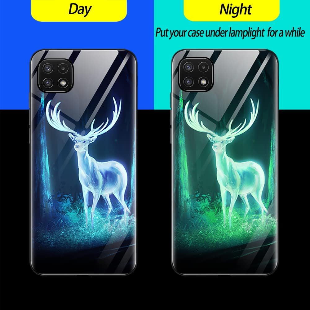 3 protectores de pantalla Samsung Galaxy A22 5G Funda de silicona luminosa nocturna 9H cubierta de vidrio templado suave delgada TPU parachoques
