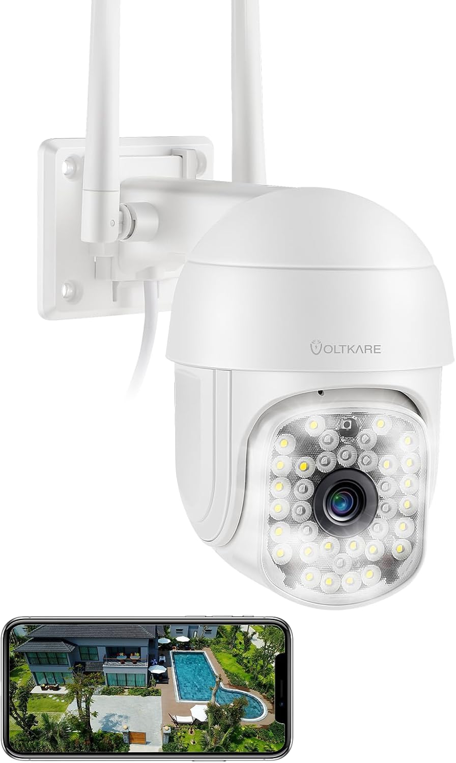 Cámara de seguridad 1080P para exteriores, cámara inalámbrica de 360 grados para el hogar de 2.4G con audio de 2 vías, visión nocturna a color,