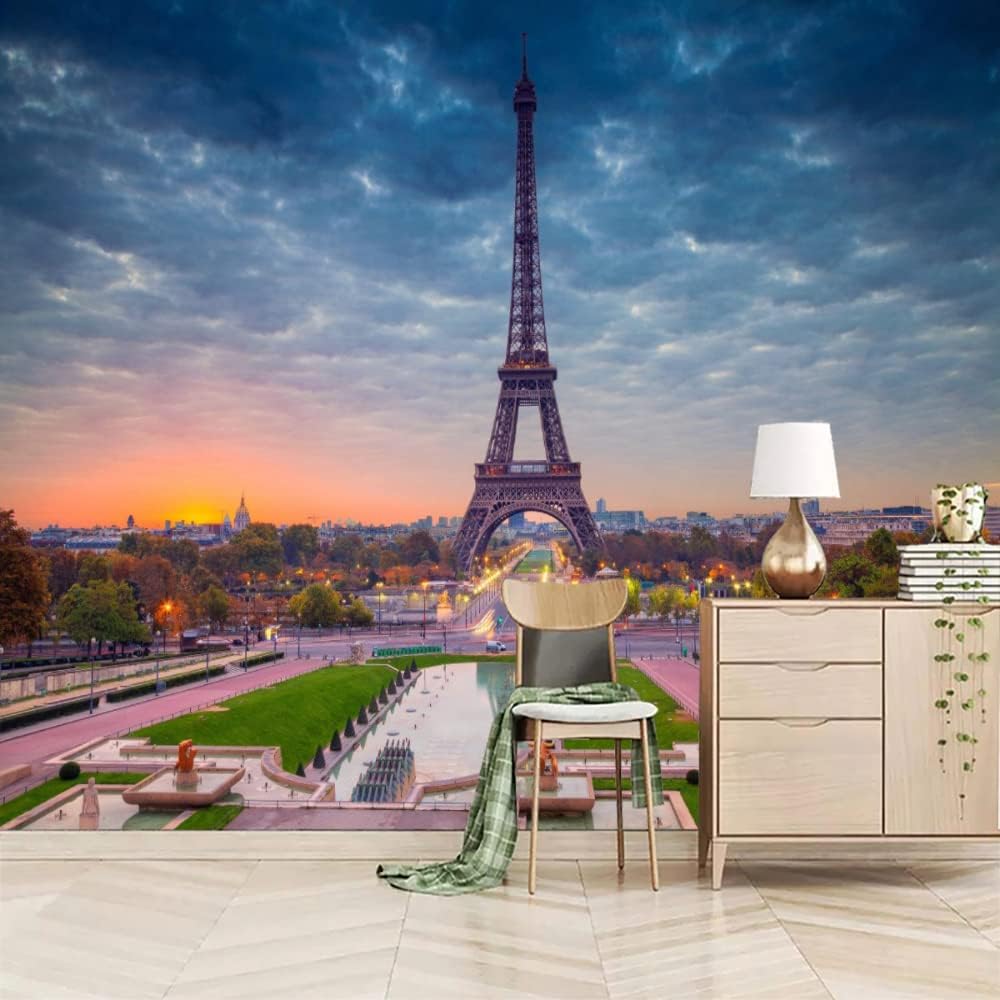 Murales de pared 3D de paisaje de la ciudad de París, Francia, Torre Eiffel, paisaje, panorama, decoración de pared para sala de estar, restaurante,