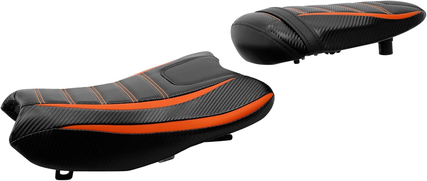 TCT-MOTORPARTS Cojín de asiento del conductor y del pasajero para Suzuki GSXR1000 GSXR 1000 2007-2008 (negro y naranja)