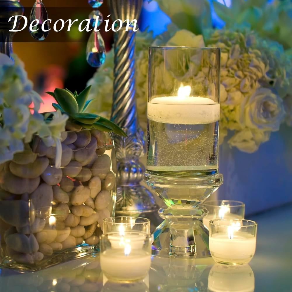 Velas flotantes blancas de 3 pulgadas, paquete de 1236 de 13 a 15 horas, cera sin perfume sin goteo para jarrones cilíndricos, centros de mesa en