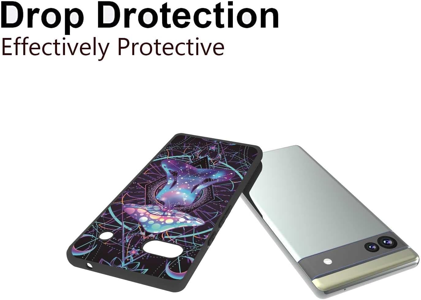 Compatible con Google Pixel 6A – Funda de hongo, patrón psicodélico de constelación de luna y hongos para Google Case para niños y niñas, funda de
