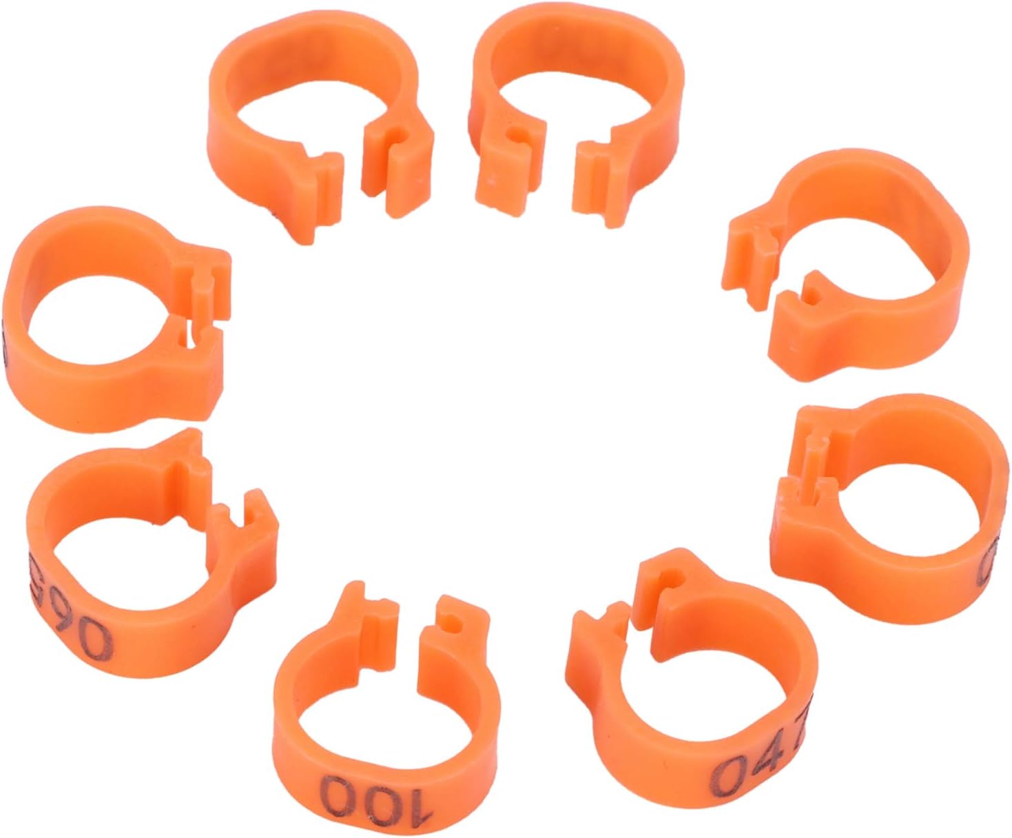Fydun 100 anillos de pie de pájaros, número de identificación de pierna Ba aves de corral Clip RingOrange (naranja)