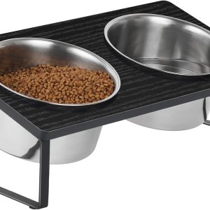 Cuencos elevados para perros con 2 cuencos elevados de acero inoxidable para alimentos inclinados para perros medianos y gatos, soporte para comida Cuencos elevados para perros con 2 cuencos elevados de acero inoxidable para alimentos inclinados para perros medianos y gatos, soporte para comida