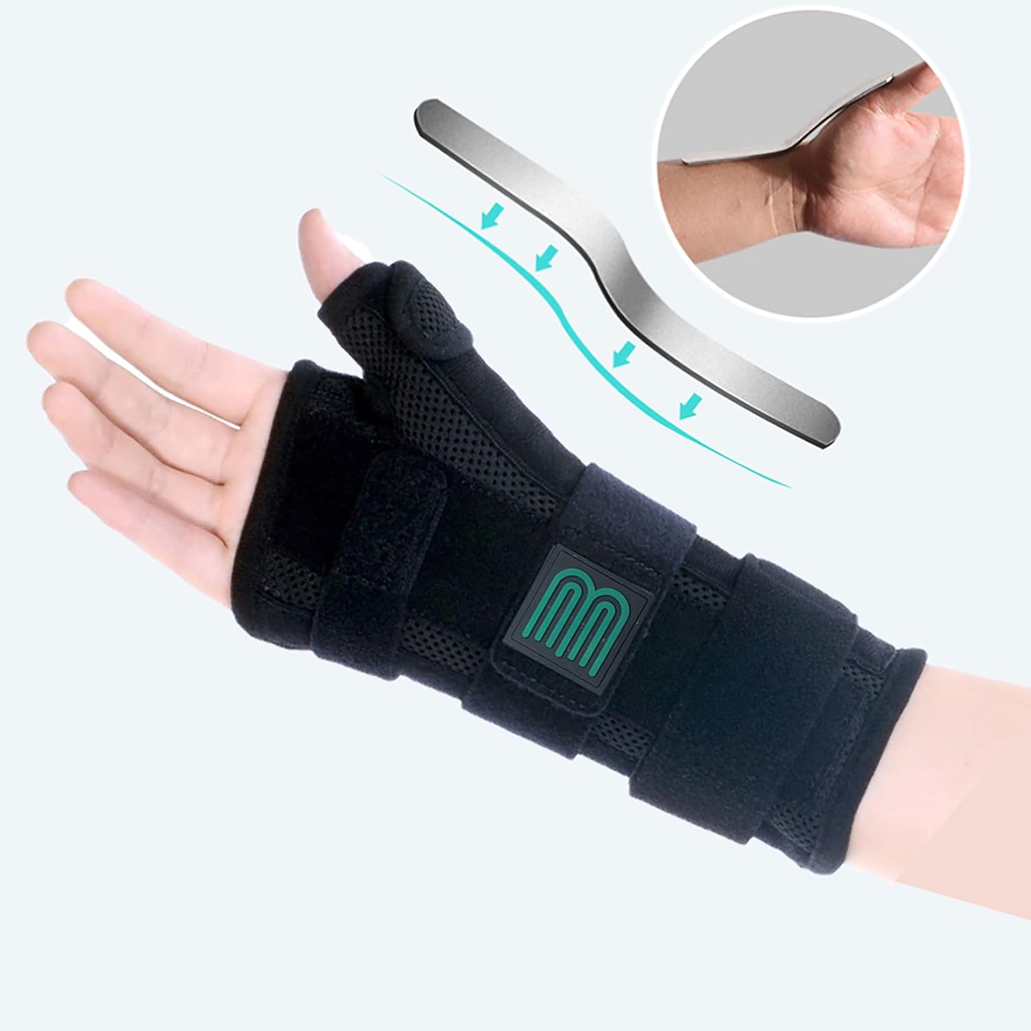 bounfend Muñequera con estabilizador de férula espica para el pulgar, soporte nocturno para dolor de artritis, lesiones, tendinitis, esguince, túnel