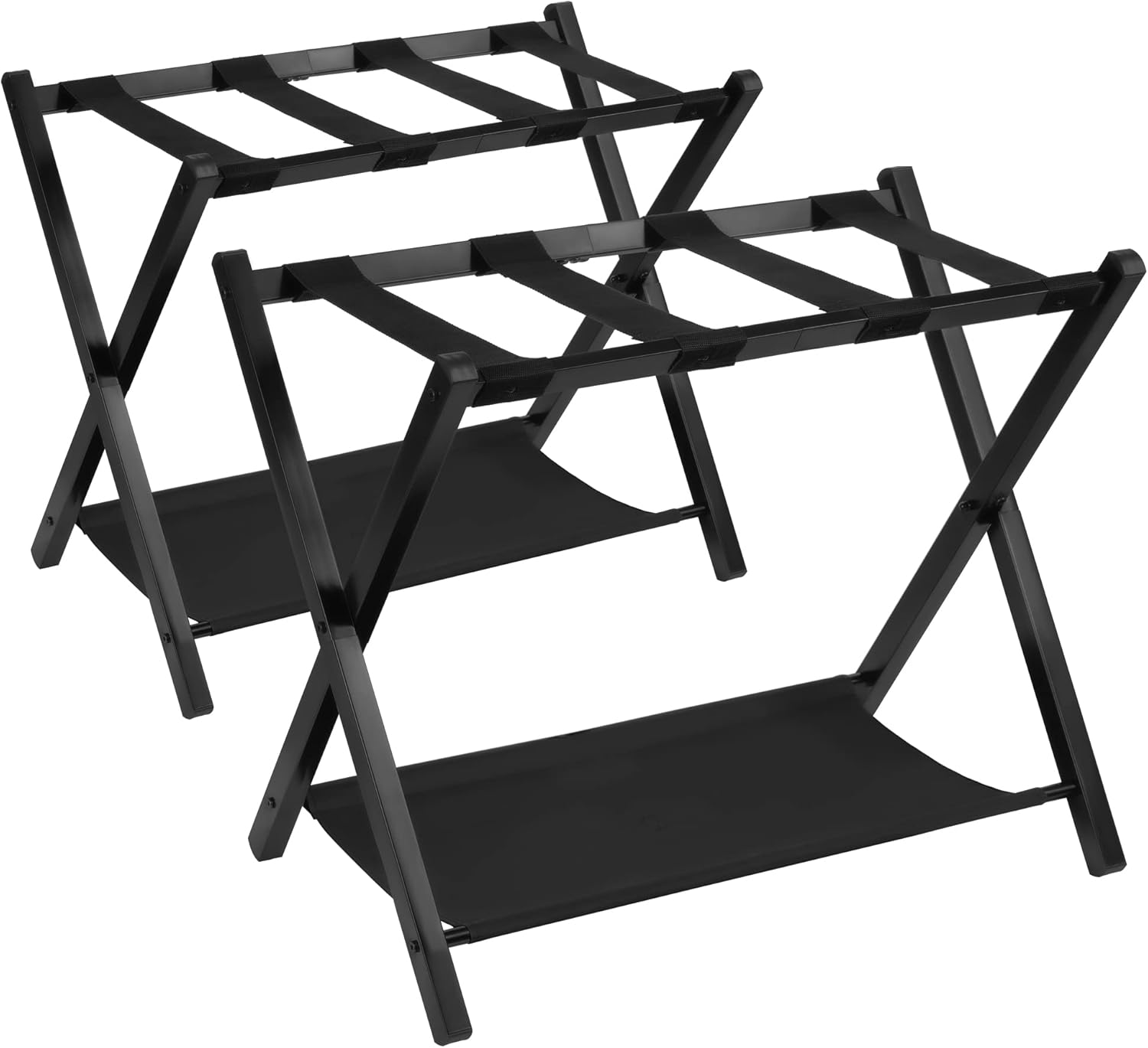 Heybly Portaequipajes, paquete de 2, soporte plegable de acero para maleta con estante de almacenamiento para habitación de invitados, dormitorio,