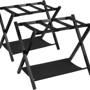 Heybly Portaequipajes, paquete de 2, soporte plegable de acero para maleta con estante de almacenamiento para habitación de invitados, dormitorio, Heybly Portaequipajes, paquete de 2, soporte plegable de acero para maleta con estante de almacenamiento para habitación de invitados, dormitorio,