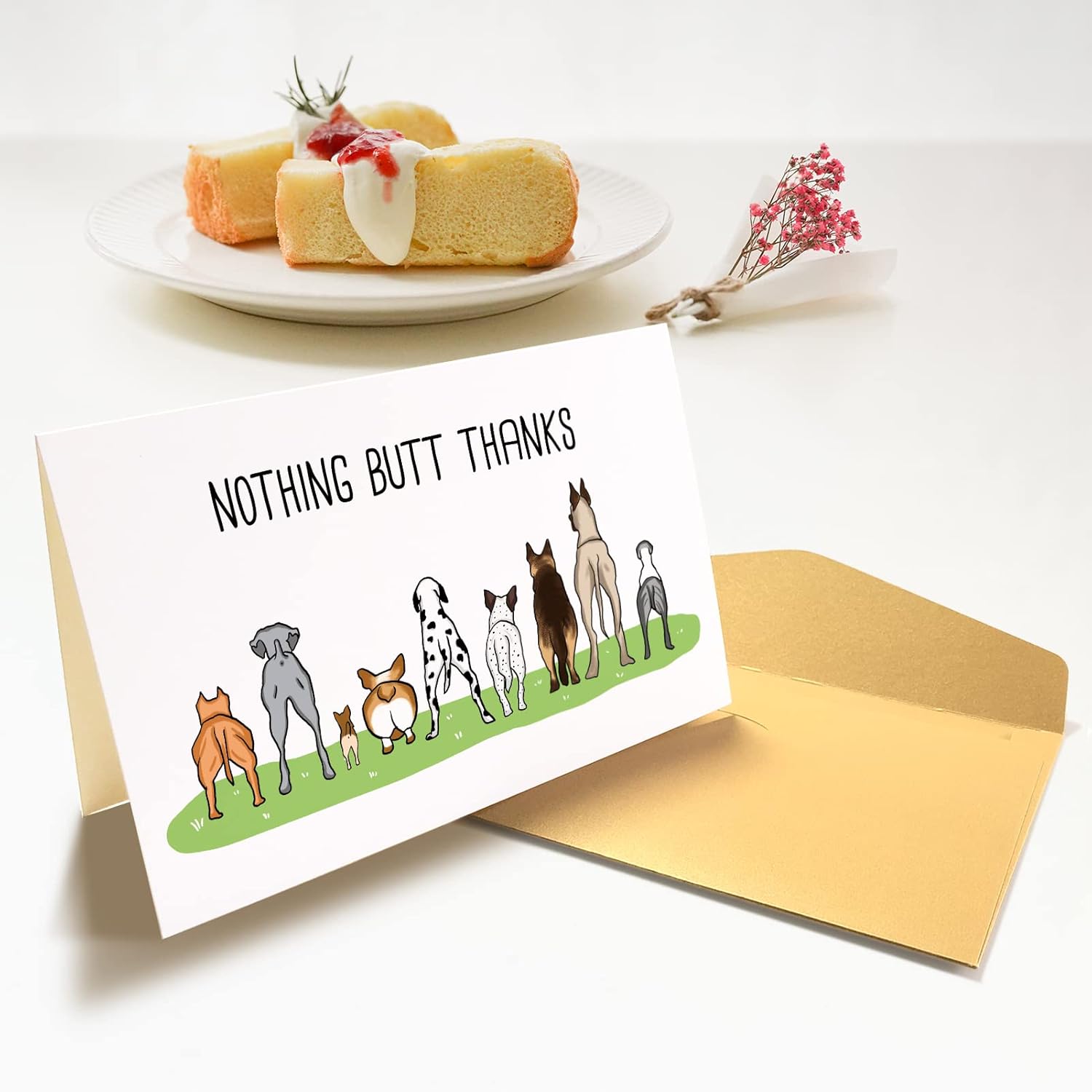 Divertida tarjeta de agradecimiento para él y ella, linda tarjeta de agradecimiento de perro, tarjeta de felicitación de agradecimiento para amigo,
