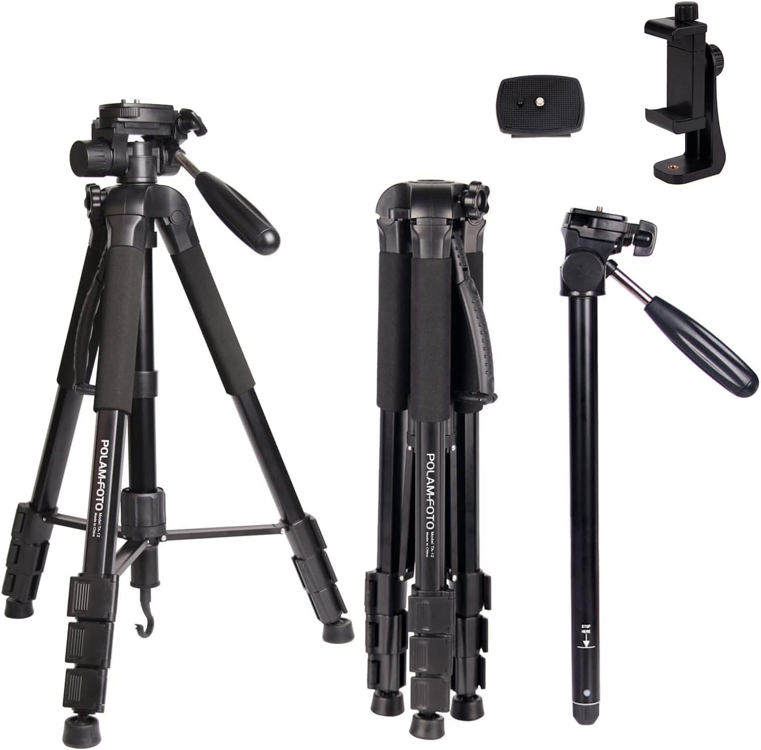 70″176.5cm 2-en-1 Trípode Monopod-Cámara Trípode Aluminio Viaje Trípode con Bolsa para CanonNikonSony DSLRSLR Cámara