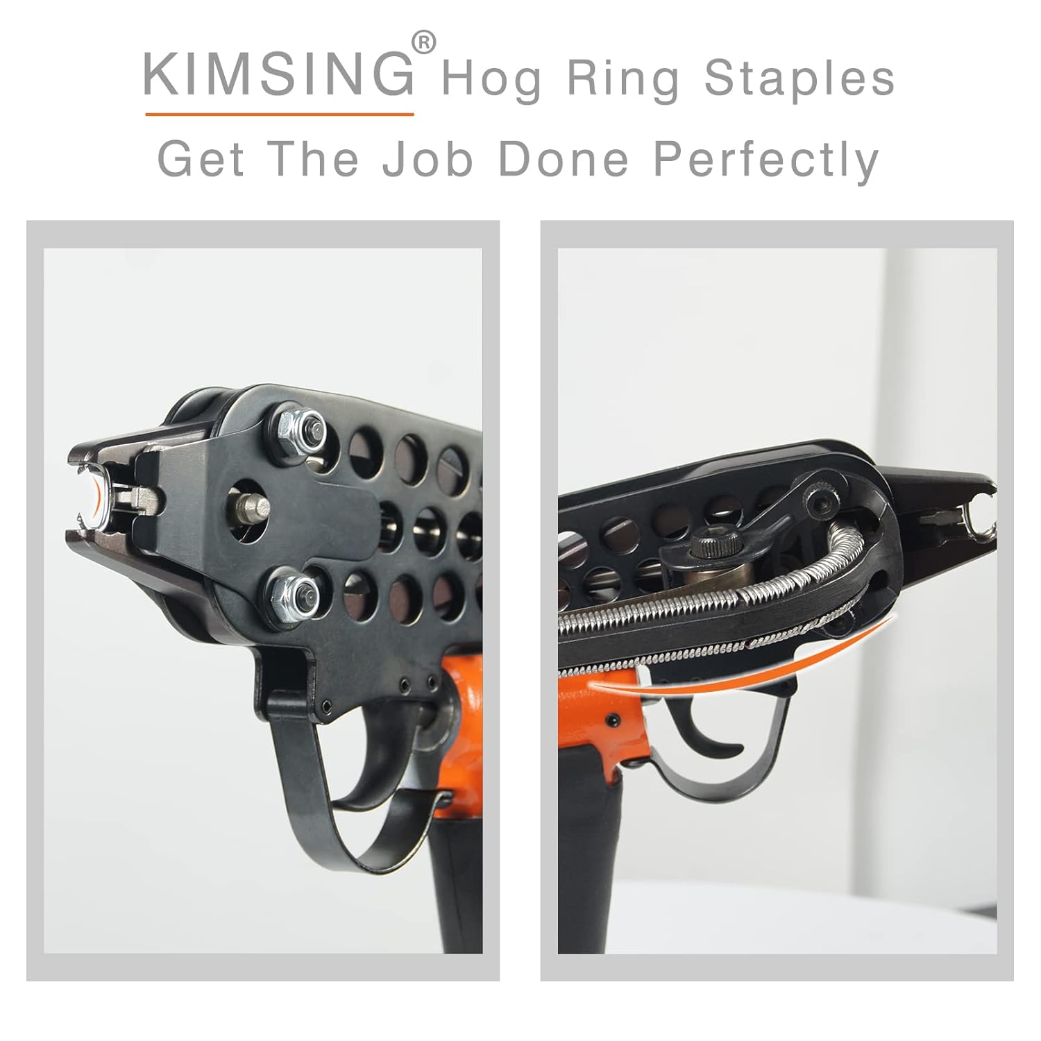 KIMSING SC760 – Juego de grapas de anillo en C de acero inoxidable con corona de 58 pulgadas, anillos en C, grapas de cerdo de alambre, sujetadores