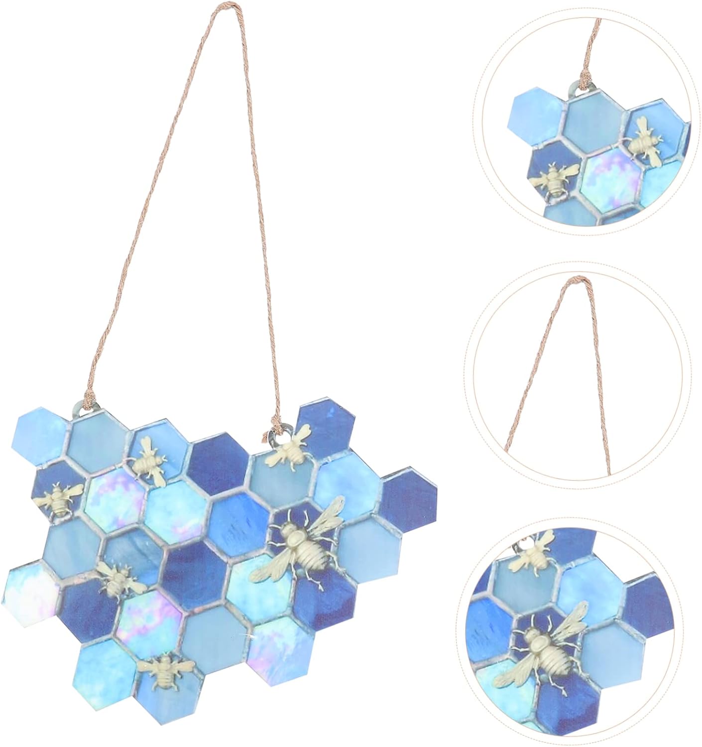 Gadpiparty 1 adorno de panal de abeja colgante de cristal de colmena de abeja, decoración de abeja, figura de cristal de miel, vitral, decoración
