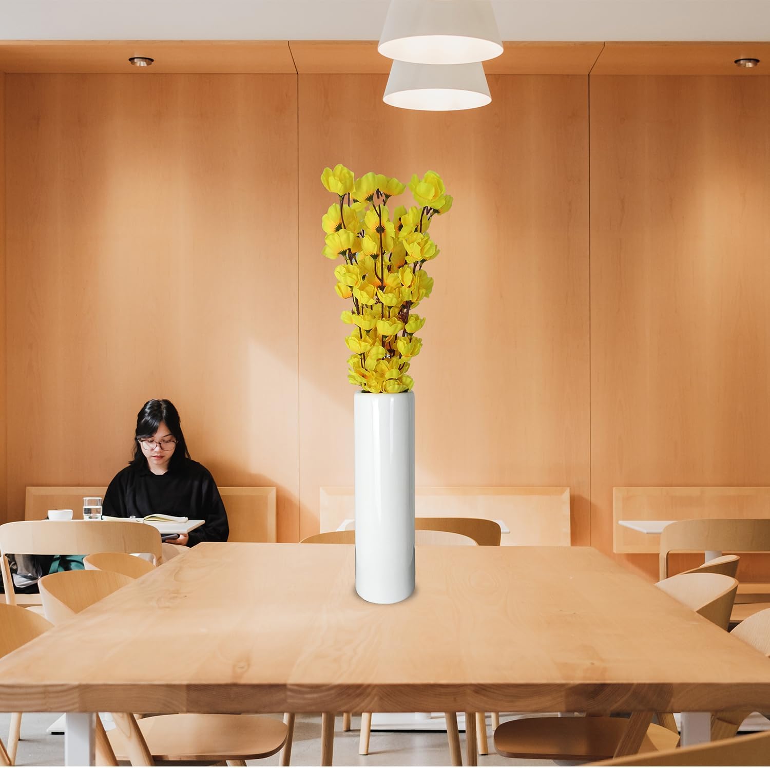 TDIAVH Florero de cerámica blanca, jarrones modernos texturizados de 12 pulgadas de alto para decoración del hogar, granja, centros de mesa,