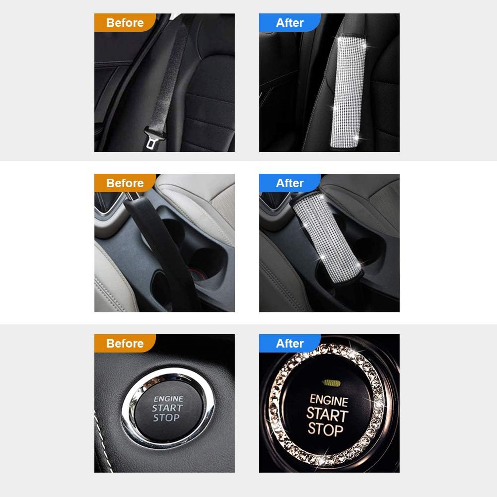 Valleycomfy – Fundas para cinturón de seguridad de cuero de microfibra con diamantes de imitación, fundas para cinturón de seguridad para mujeres,