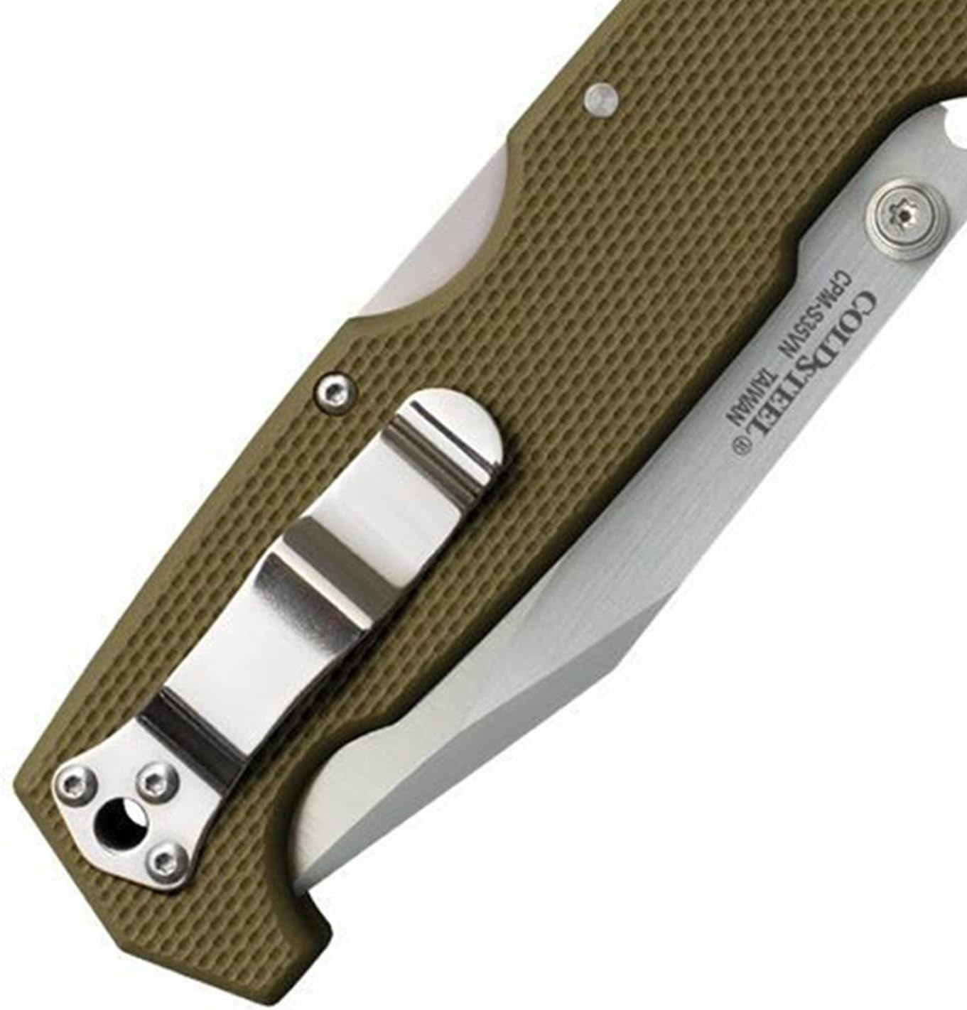 Cold Steel SR1 S35VN Cuchillo plegable táctico de defensa personal con hoja G-10 de 4 pulgadas con mecanismo de bloqueo Tri-Ad y clip de