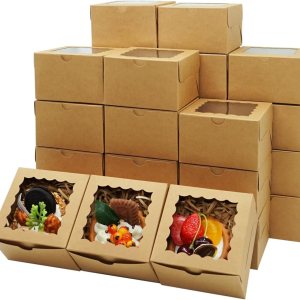 100 cajas de galletas de 4 x 4 x 2.5 pulgadas cajas de panadería con ventana, cajas de golosinas, cajas de postre, cajas de canela, papel kraft 100 cajas de galletas de 4 x 4 x 2.5 pulgadas cajas de panadería con ventana, cajas de golosinas, cajas de postre, cajas de canela, papel kraft
