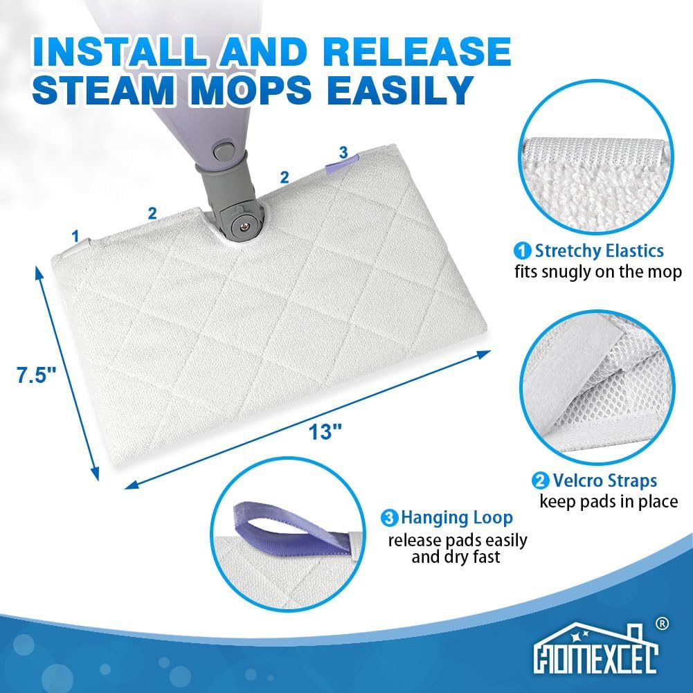 HOMEXCEL Almohadillas de repuesto reutilizables para trapeador de vapor Shark S3500 Series S3501 S3550 S3901 SE450 S3801CO S3601D S2901 S2902 para