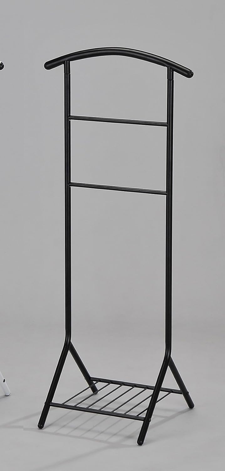 Kings Brand Furniture – Organizador de soporte de metal negro Amos para vestuario, perchero, colgador de contorno, zapatero para pantalones