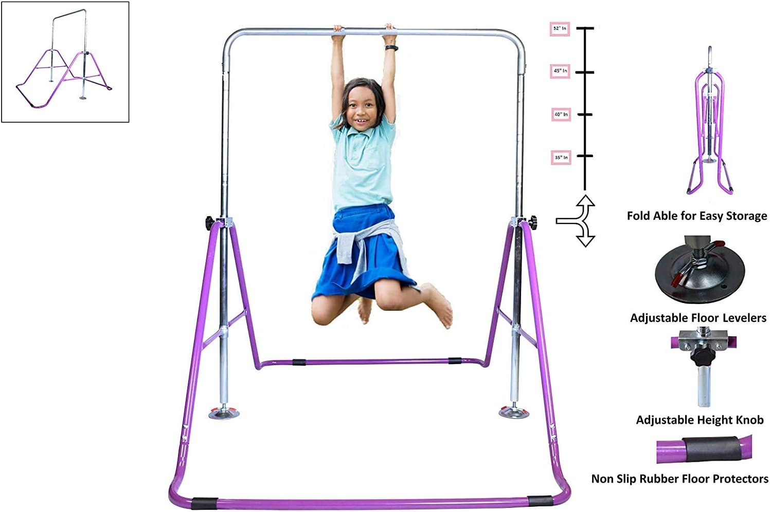 Barra de gimnasia para niños de Gympro, con 2 x 6 tapetes para tumbas, para gimnasio en la selva, barra de entrenamiento horizontal para niños,