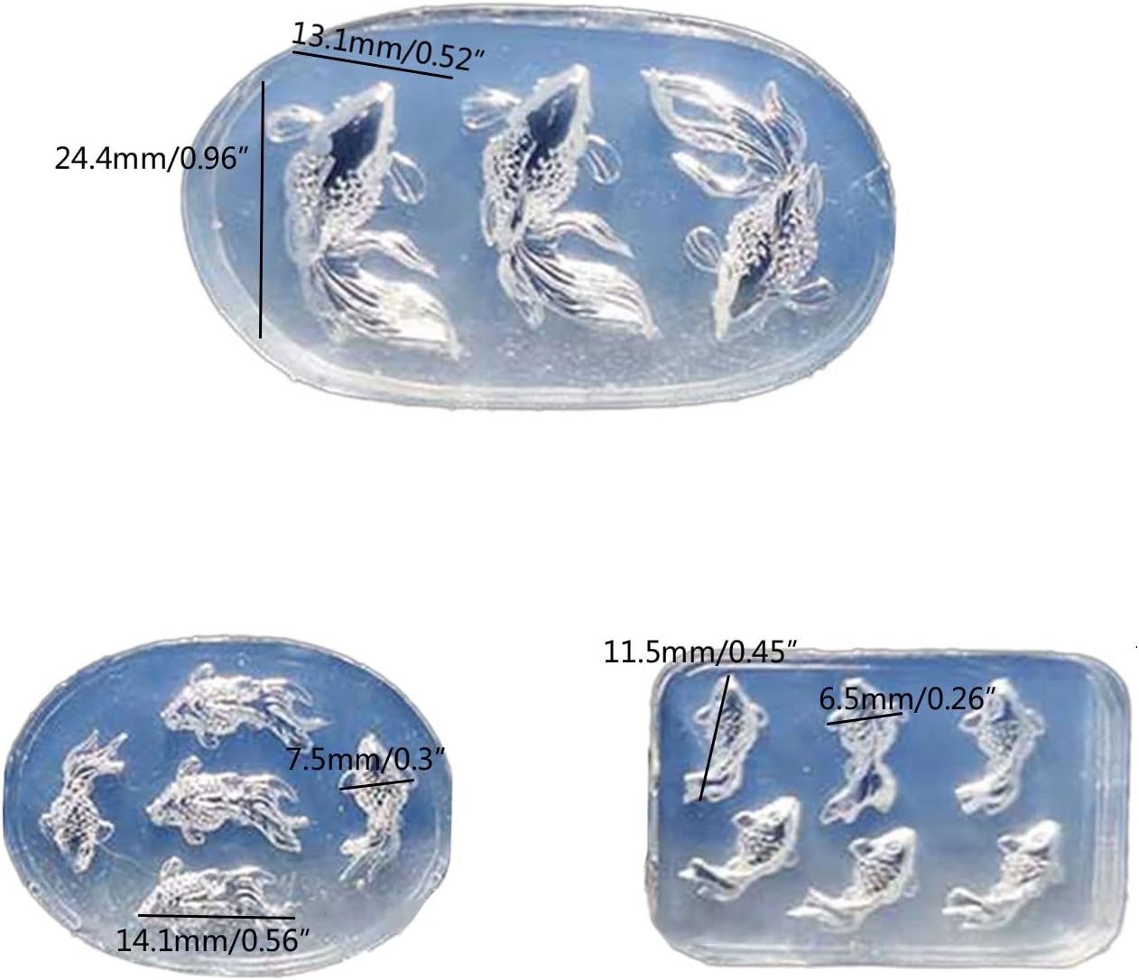 Koi Fish – Moldes de resina de silicona, moldes de resina de pescado dorado de carpa, aretes colgantes de joyería epoxi moldes para fabricación de