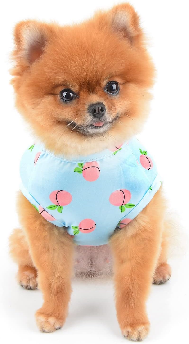 SMALLLEE_LUCKY_STORE Camiseta con estampado de durazno para mascotas, camiseta para cachorros con anillo en D para perros pequeños y medianos,