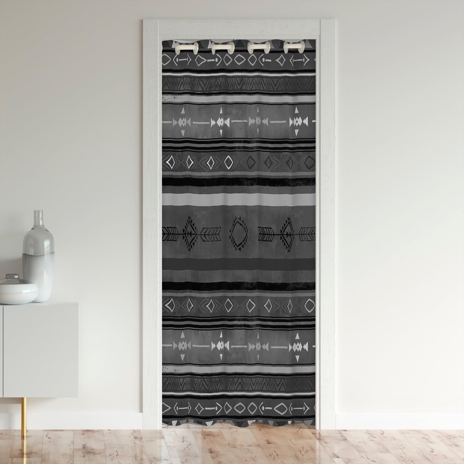 Southwestern – Cortina de puerta de armario para sala de estar, 42 x 80 pulgadas, cortina tribal para divisor de habitación geométrico, cubierta de