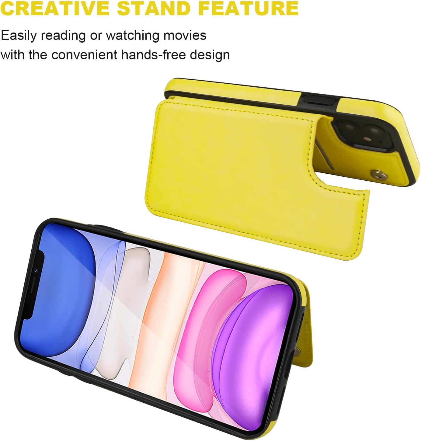 Funda tipo cartera para iPhone 11 con tarjetero y ranuras para tarjetas, doble cierre magnético y funda duradera a prueba de golpes para iPhone 11