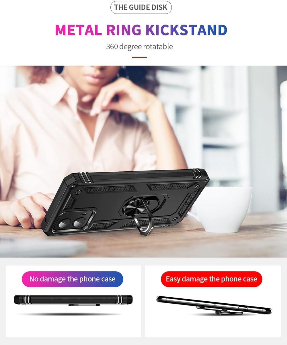 Androgate Funda para Moto G 5G 2023 con protector de pantalla HD, soporte de metal de grado militar, prueba de caídas de 15 pies, a prueba de