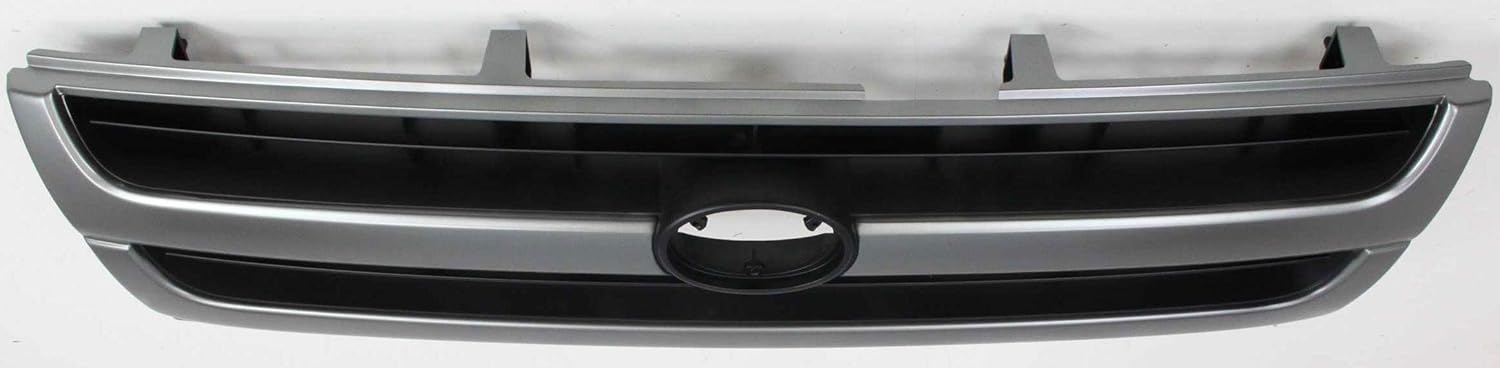 Evan-Fischer – Conjunto de parrilla compatible con Toyota Tacoma 1997-2000 con carcasa plateada pintadainserto negro pintado 2WD