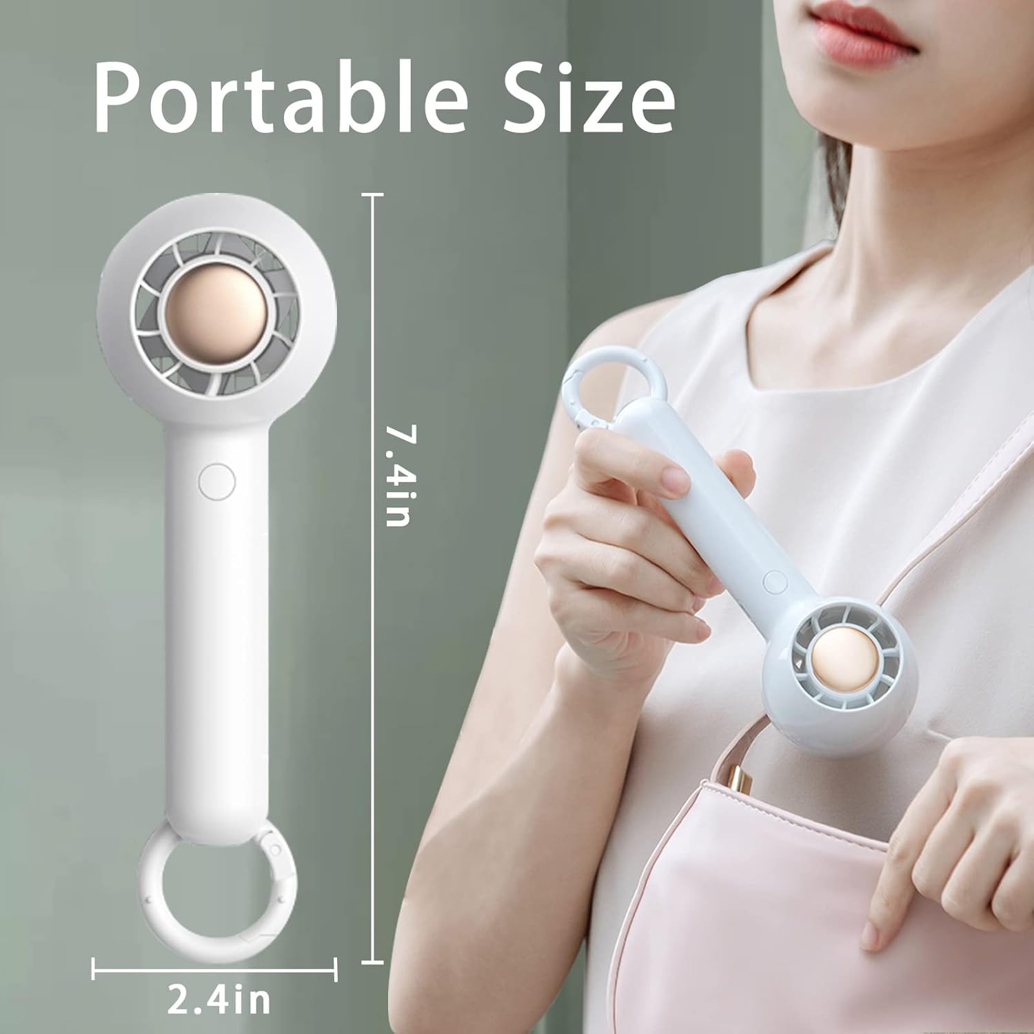Sowmow Mini ventilador de mano recargable, ventilador portátil para viajes, ventilador de pestañas personal para mujeres, maquillaje con 2