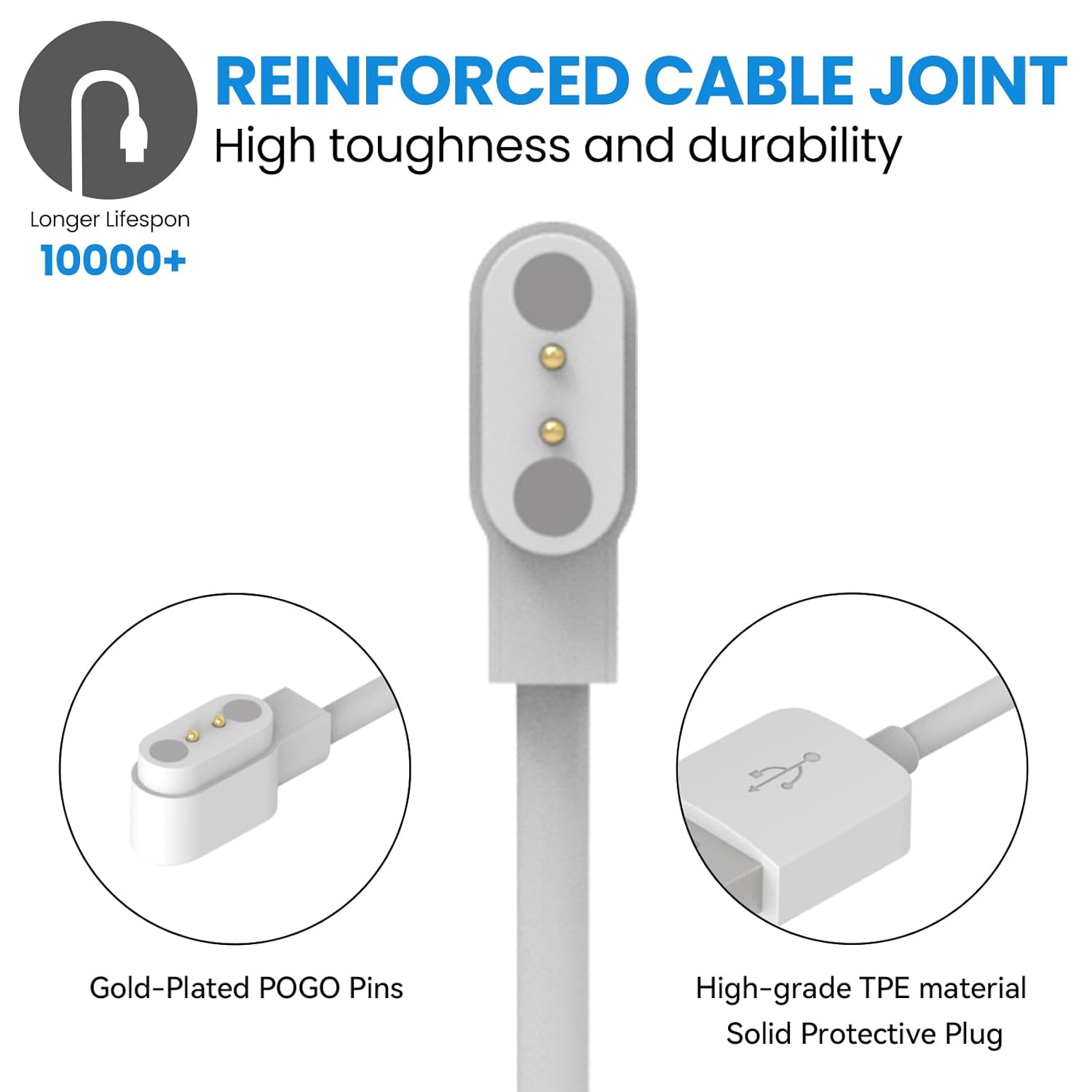 Chofit Para VeryFit ID208BTID207 Cargador de reloj inteligente Cable de carga USB de repuesto magnético para VeryFit ID208BT Cargador de reloj