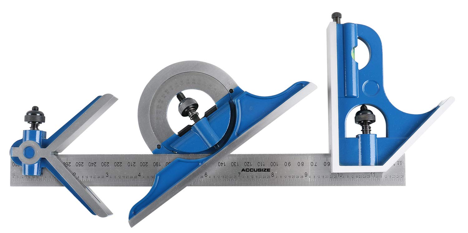 Accusize Industrial Tools Juego cuadrado combinado, 12 ”11.811 in, 4 piezasjuego, 0000-8108