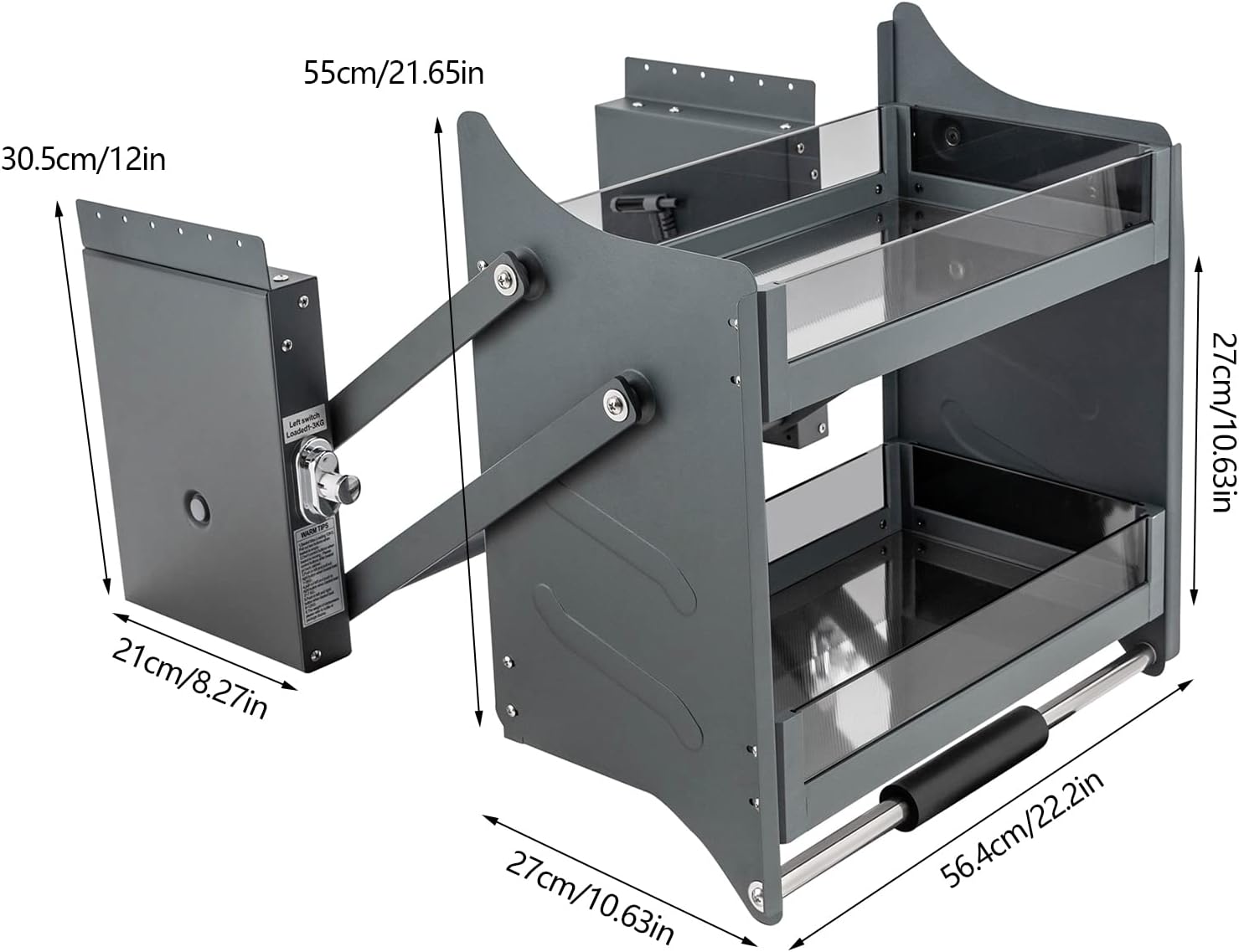 Estante desplegable de cocina de 24 pulgadas, estante deslizante de pared de cocina, estante desplegable de 2 niveles de alto, organizador de