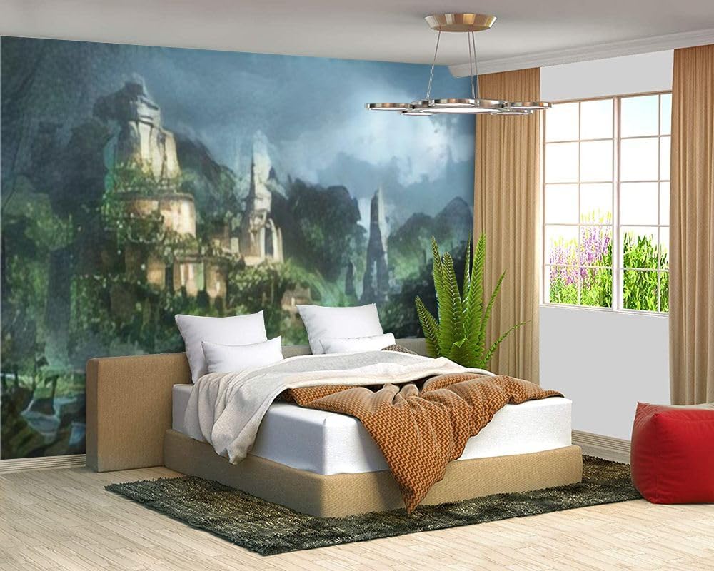 Mural de lienzo moderno 3D con diseño de paisaje de fantasía, desconocido, despegar y pegar, removible, autoadhesivas, para sala de estar,