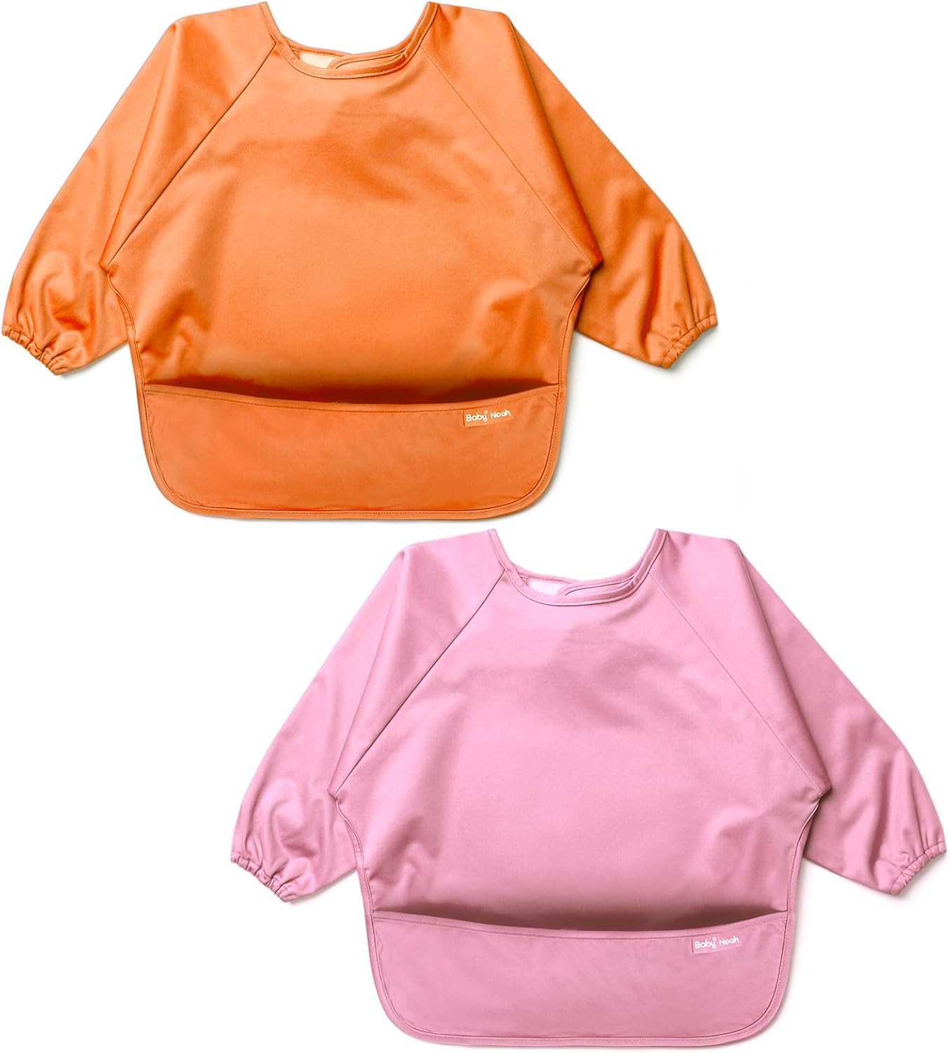 Flyangle Paquete de 2 baberos de manga larga para bebé, solución impermeable para la hora de comer, ideal para niños pequeños de 6 meses a 2 años