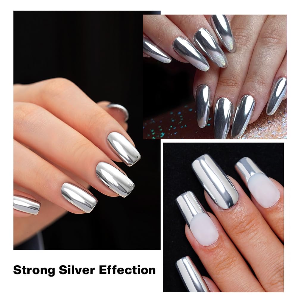 Gel de pintura metálica de 0.5 fl oz, esmalte de uñas de gel de espejo cromado plateado, pintura de metal 3D, gel de dibujo de espejo de uñas, gel