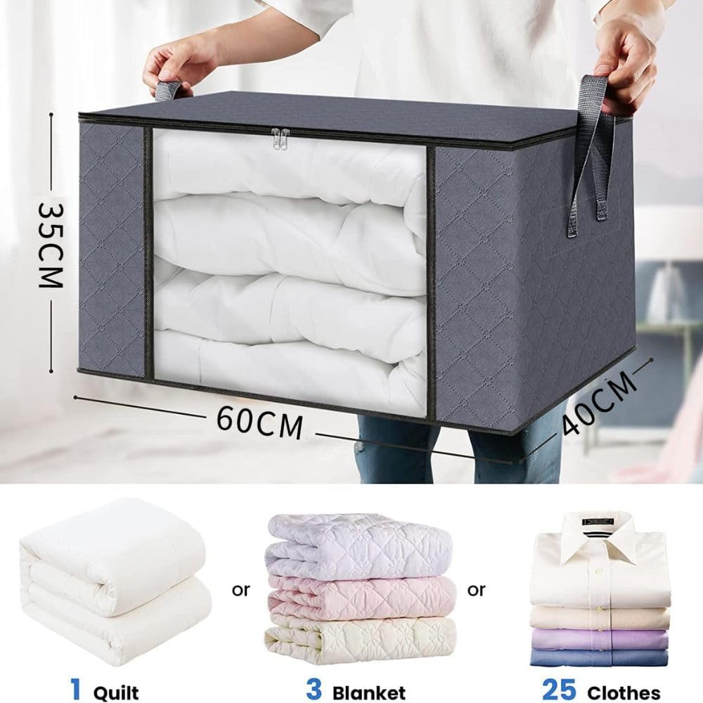 Paquete de 6 bolsas de almacenamiento grandes para ropa, contenedores de almacenamiento plegables, organizadores de armario y contenedores de