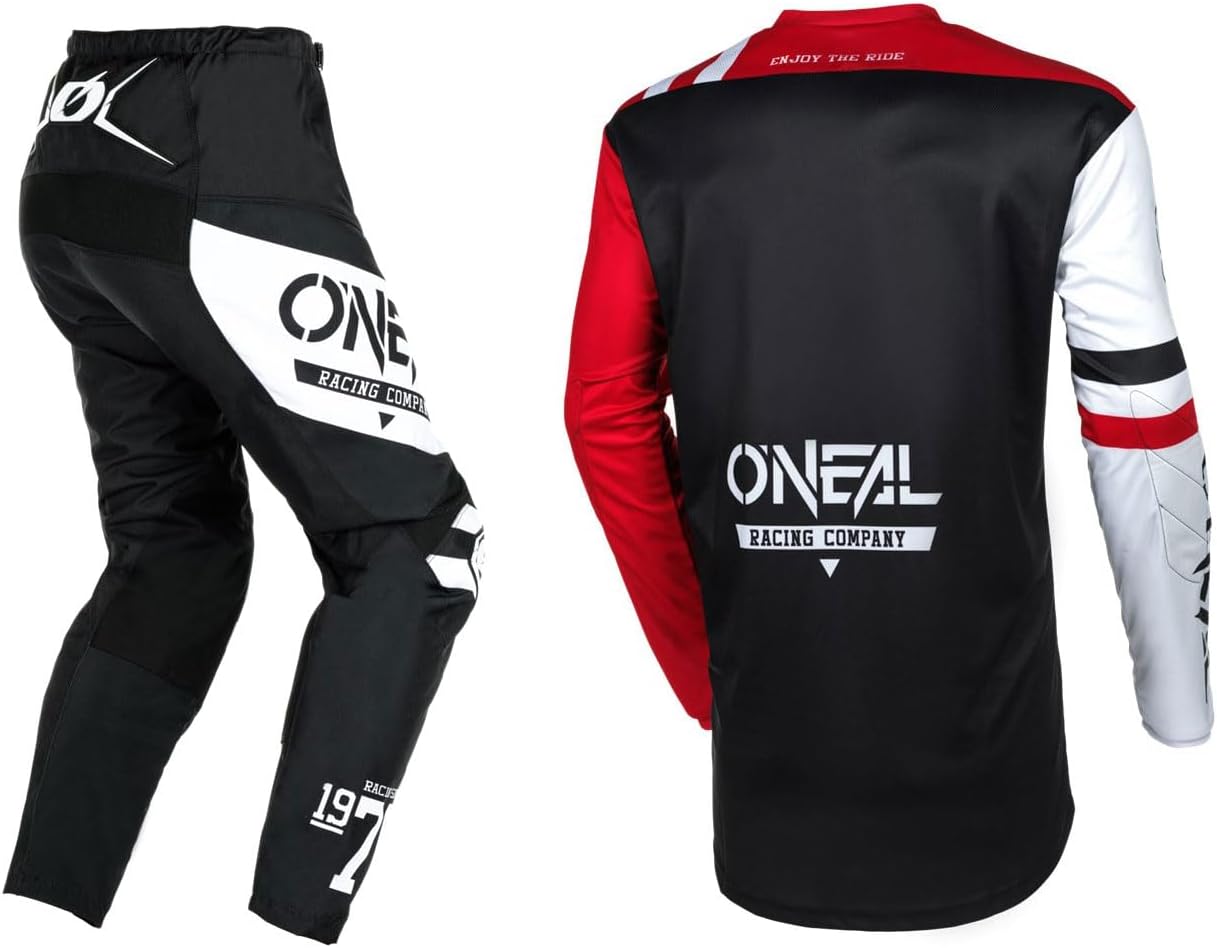 O’Neal 2024 Element Warhawk Motocross Offroad Jersey Combo de pantalón, Negroblancogris